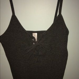 ribbed tie in front crop top